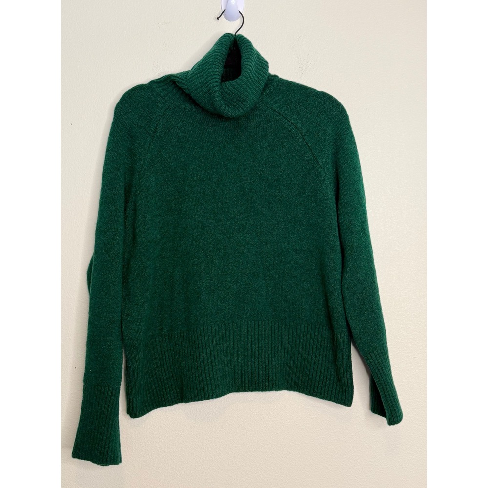 Zara Women's Forest Green Turtleneck Raglan Sleeve Knit Sweater Size S